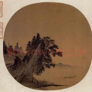 南宋 李唐《松湖钓隐图》国画山水作品图片鉴赏