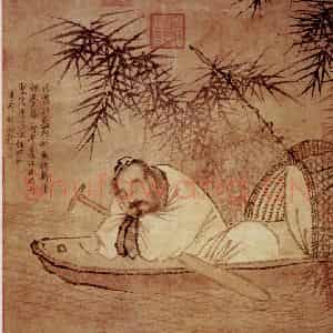 南宋 马远《秋江鱼隐图》国画人物作品图片鉴赏