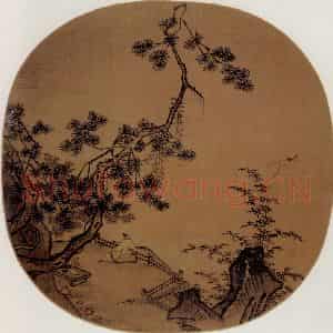 南宋 马远《松下闲吟图》国画综合作品图片鉴赏