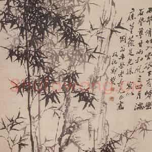 1762年 郑燮《峭石新篁》国画花鸟写意作品图片鉴赏