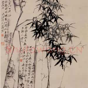 1762年 郑燮《仿文同竹石图》国画花鸟写意作品图片鉴赏