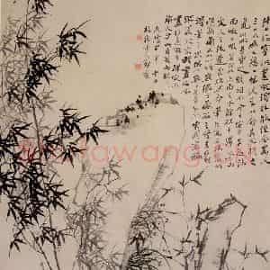 1764年 郑燮《竹石兰花图》国画花鸟写意作品图片鉴赏