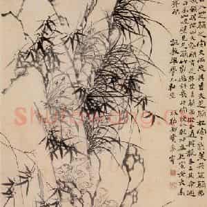 1764年 郑燮《兰竹石图》国画花鸟写意作品图片鉴赏