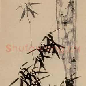 清代 郑燮《竹石图》国画花鸟写意作品图片鉴赏