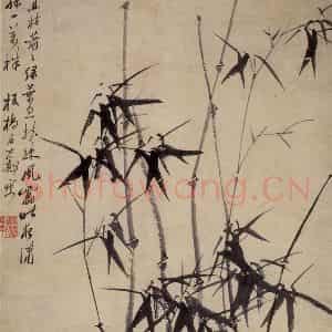 清代 郑燮《墨竹图》国画花鸟写意作品图片鉴赏