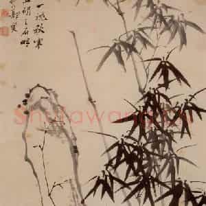 清代 郑燮《竹石》国画花鸟写意作品图片鉴赏