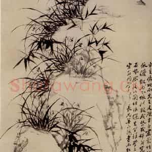 清代 郑燮《兰竹石图》国画花鸟写意作品图片鉴赏