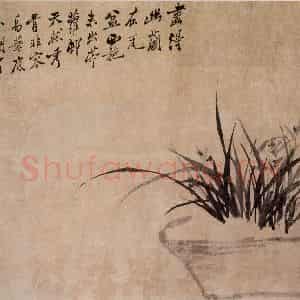 1750年 郑燮《盆兰》国画花鸟写意作品图片鉴赏