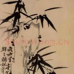 清代 郑燮《竹石图》国画花鸟写意作品图片鉴赏