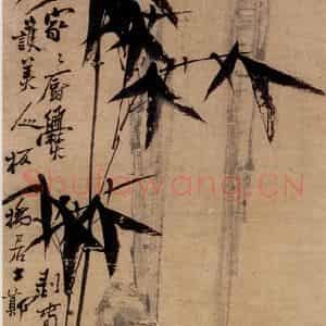 清代 郑燮《竹石》国画花鸟写意作品图片鉴赏