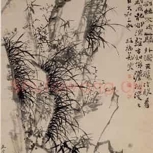 1757年 郑燮《兰竹荆棘图》国画花鸟写意作品图片鉴赏