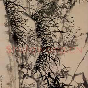 清代 郑燮《兰竹荆棘图》国画花鸟写意作品图片鉴赏