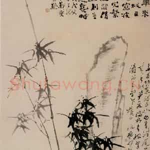 1758年 郑燮《竹石图》国画花鸟写意作品图片鉴赏