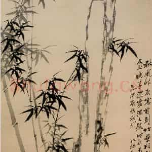 1760年 郑燮《竹子石笋图》国画花鸟写意作品图片鉴赏