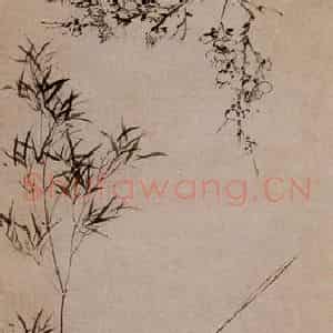 清代 汪士慎《梅竹兰石图》国画花鸟写意作品图片鉴赏
