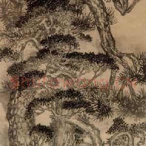 1730年 汪士慎《松柏图》国画花鸟写意作品图片鉴赏