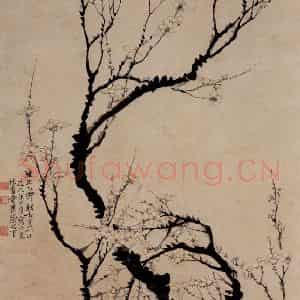 1735年 汪士慎《梅花图》国画花鸟写意作品图片鉴赏