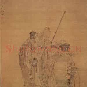 清代 黄慎《二老行春图》国画人物写意作品图片鉴赏