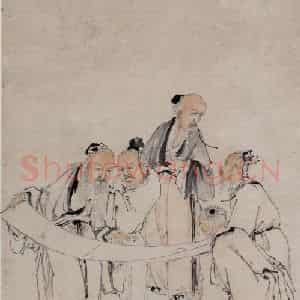 清代 黄慎《五老图》国画人物写意作品图片鉴赏