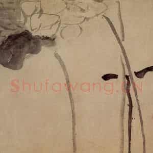 清代 黄慎《墨笔荷花》国画花鸟写意作品图片鉴赏