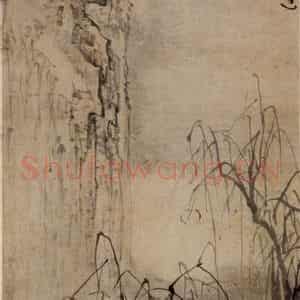 清代 黄慎《蓼滩泊舟》国画山水写意作品图片鉴赏