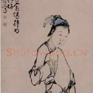 清代 黄慎《渔妇携筐图》国画人物写意作品图片鉴赏