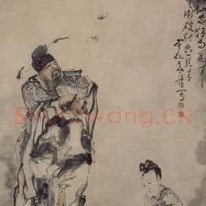 清代 黄慎《来蝠图》国画人物写意作品图片鉴赏