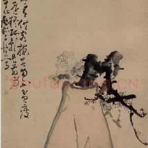 清代 黄慎《瓶梅图》国画花鸟写意作品图片鉴赏