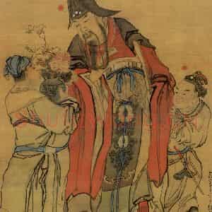 清代 黄慎《天官赐福图》国画人物写意作品图片鉴赏