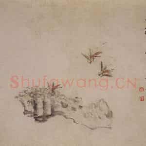 清代 黄慎《花鸟草丛册》国画花鸟写意作品图片鉴赏