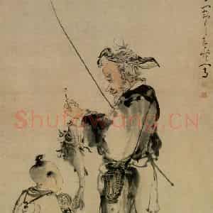 清代 黄慎《渔翁得利图》国画人物写意作品图片鉴赏