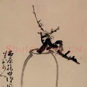 清代 黄慎《瓶梅图》国画花鸟写意作品图片鉴赏