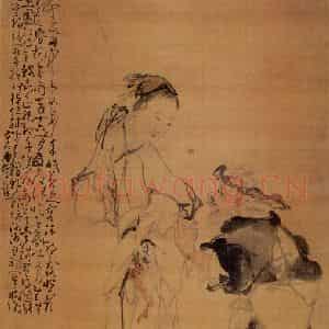 清代 黄慎《浅设色人物》国画人物写意作品图片鉴赏