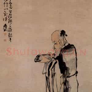 清代 黄慎《品砚图》国画人物写意作品图片鉴赏