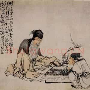 清代 黄慎《林和靖爱梅图》国画人物写意作品图片鉴赏