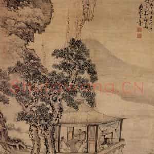 清代 黄慎《湖亭秋兴图》国画山水写意作品图片鉴赏