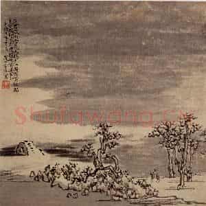 清代 黄慎《人物山水花卉图册》国画山水写意作品图片鉴赏