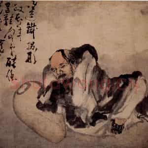 清代 黄慎《铁拐李醉眠图》国画人物写意作品图片鉴赏