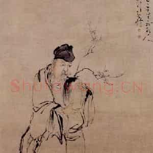 清代 黄慎《赏梅图》国画人物写意作品图片鉴赏