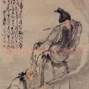 清代 黄慎《费长房遇仙图》国画人物写意作品图片鉴赏