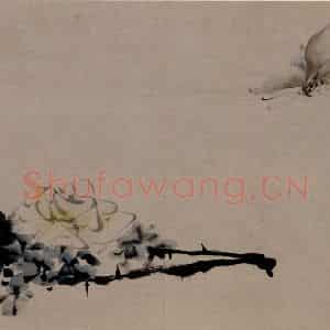 清代 黄慎《花蝶图》国画花鸟写意作品图片鉴赏