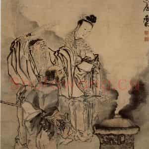 清代 黄慎《三仙图》国画人物写意作品图片鉴赏