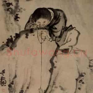 清代 黄慎《戏蟾图》国画综合写意作品图片鉴赏