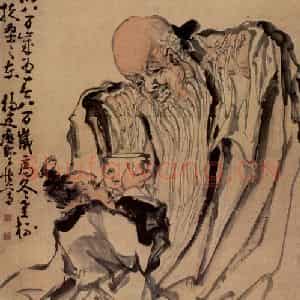 清代 黄慎《南极老人》国画人物写意作品图片鉴赏