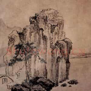 清代 黄慎《松门石径图》国画山水写意作品图片鉴赏