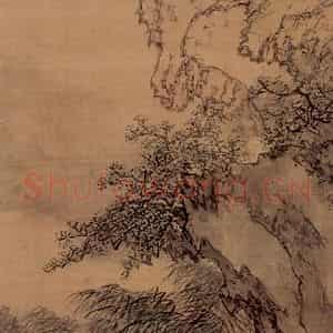 清代 黄慎《篷窗看山图》国画山水写意作品图片鉴赏