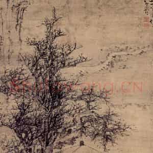 清代 黄慎《湖亭共话图》国画山水写意作品图片鉴赏