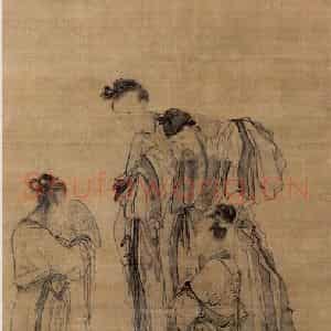 清代 黄慎《整冠图》国画人物写意作品图片鉴赏