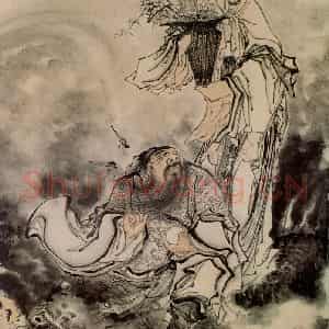 清代 黄慎《探珠图》国画综合写意作品图片鉴赏