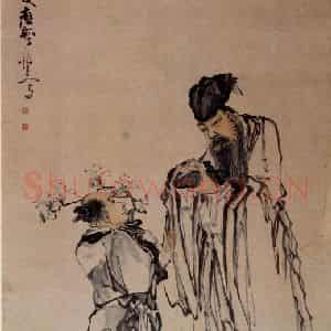 清代 黄慎《天砚图》国画人物写意作品图片鉴赏